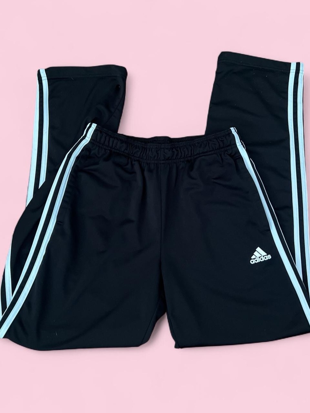 Adidas Black Warm up pants with White Side Stripes